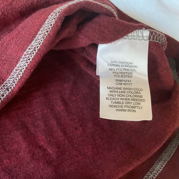 Red Head Men’s Long Sleeve Screw Neck T-shirt size L, Burgundy Red & Gray - Picture 4 of 6